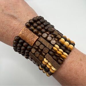 Bundle of Three Wooden Stretch Bracelets
